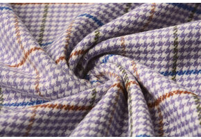 Woven Woolen Fabric Fine Check Lilac