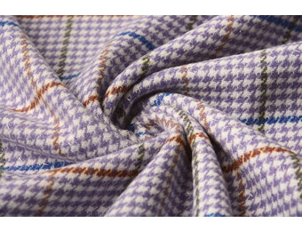 Woven Woolen Fabric Fine Check Lilac