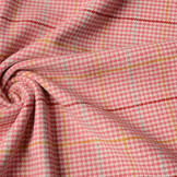 Woven Woolen Fabric Fine Check Pink