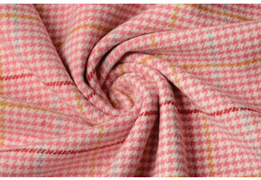 Gewebte Wollstoff  Feiner Karo Rosa