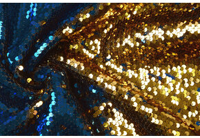 Omkeerbare Pailletten Stof Blauw - Goud