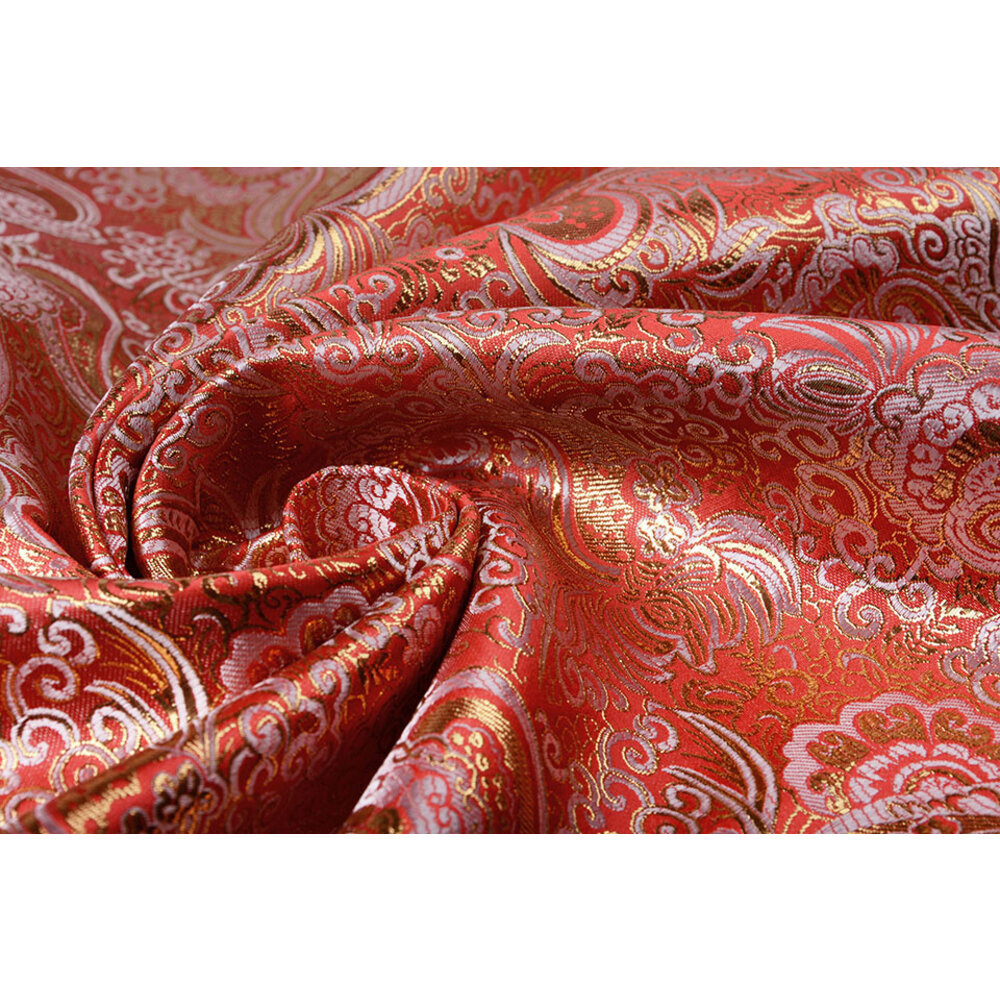 Roter Brokat Sari Mit Gold - Traditionelles Indisches Wickelkleid