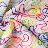 Velvet Stof Wit met Multicolor Veter