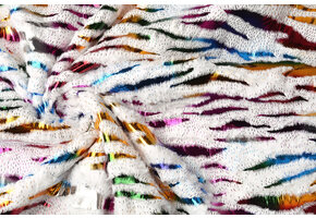 Imitation Fur White Multicolor Foil Tiger