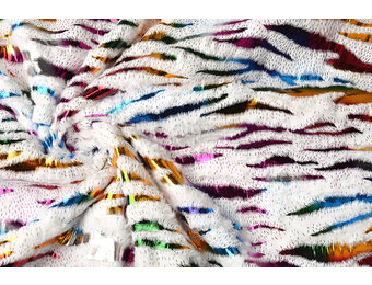 Imitation Fur White Multicolor Foil Tiger