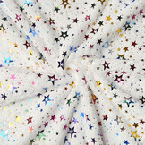 Imitation Fur White Multicolor Foil Stars