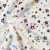 Imitation Fur White Multicolor Foil Stars