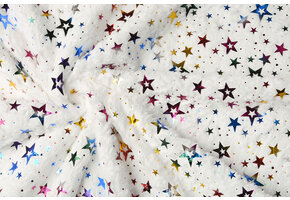 Imitation Fur White Multicolor Foil Stars