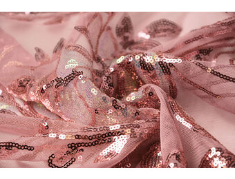 Pailletten auf Netz Jamella Altrosa