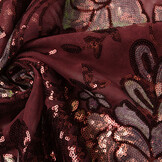 Sequins on Mesh Jamella Bordeaux