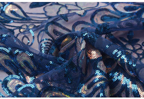Sequins on Mesh Jamella Cobalt Blue