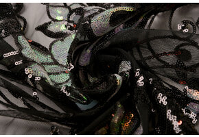 Sequins on Mesh Jamella Black