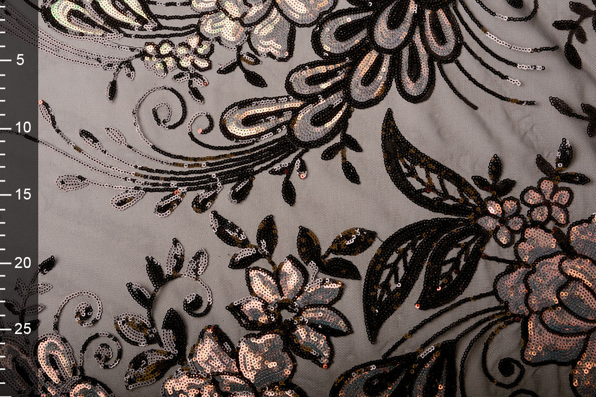 Sequins on Mesh Jamella Black