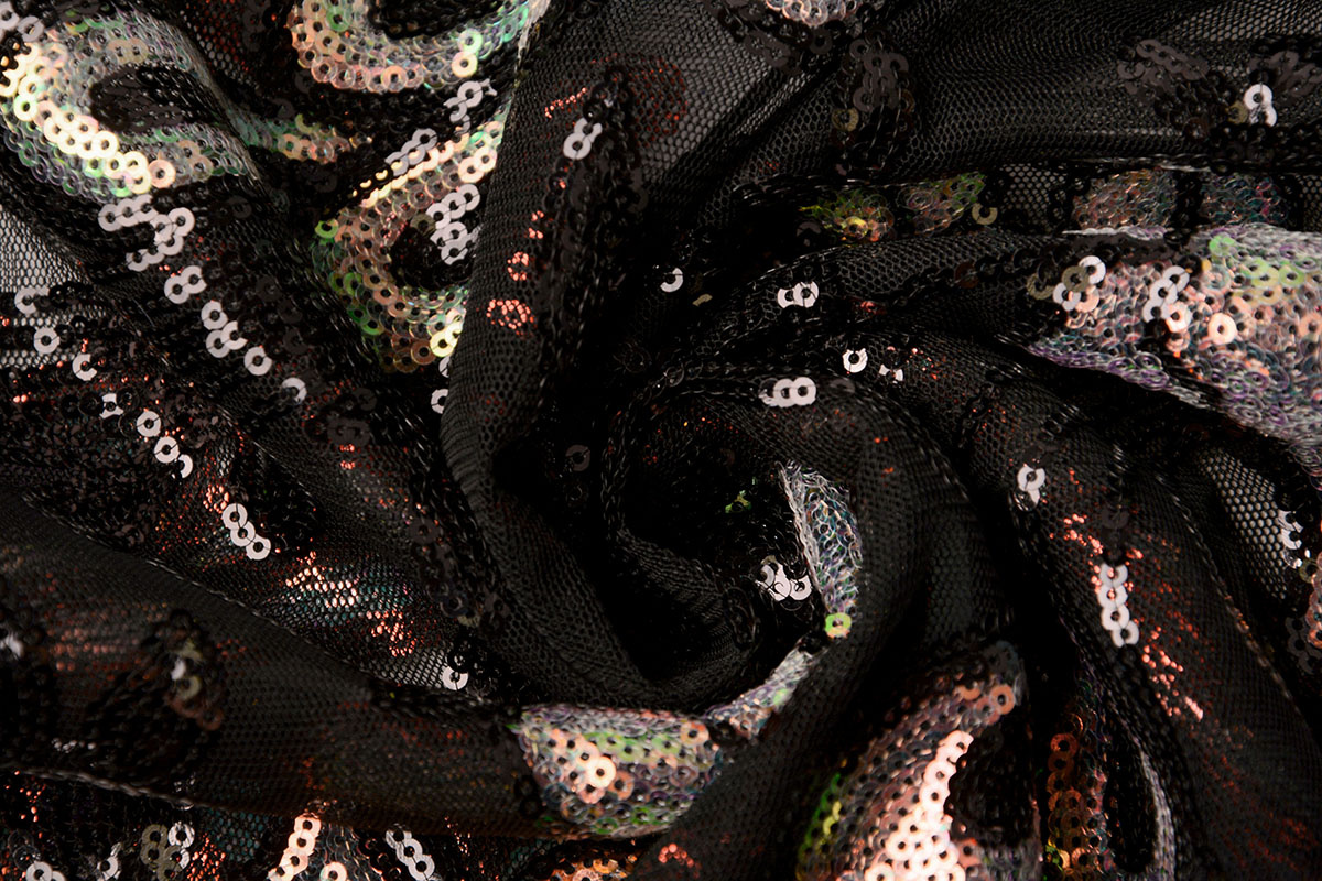 Sequins on Mesh Jamella Black