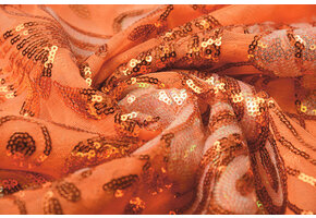 Pailletten op Mesh Jamella Oranje