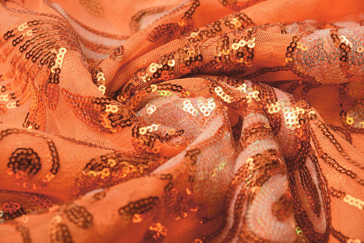 Sequins on Mesh Jamella Orange