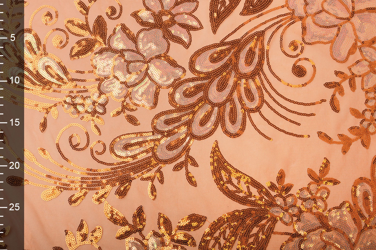 Sequins on Mesh Jamella Orange