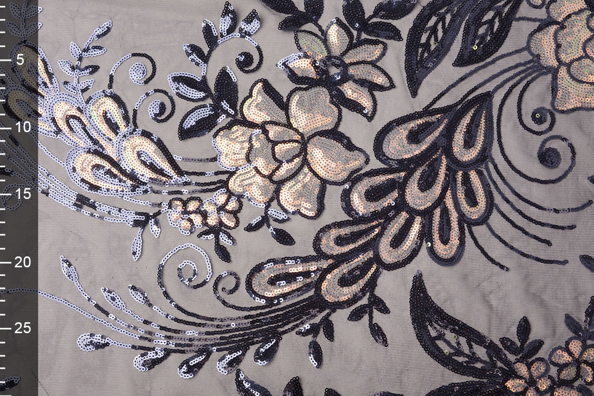 Sequins on Mesh Jamella Navy Blue