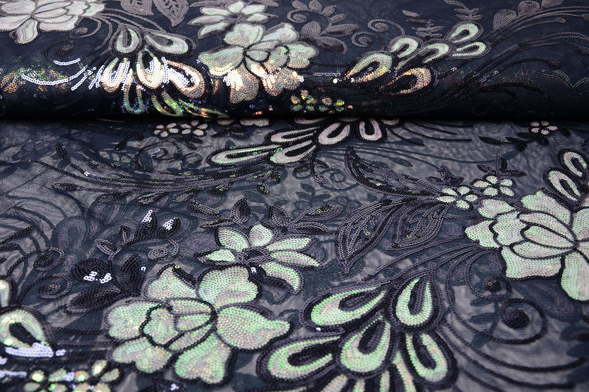 Sequins on Mesh Jamella Navy Blue