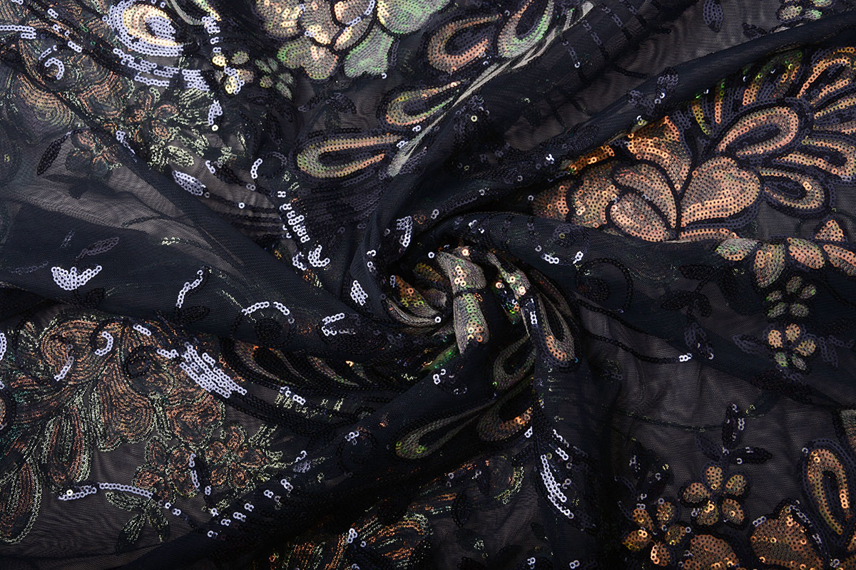 Sequins on Mesh Jamella Navy Blue