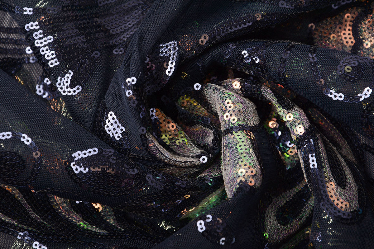 Sequins on Mesh Jamella Navy Blue