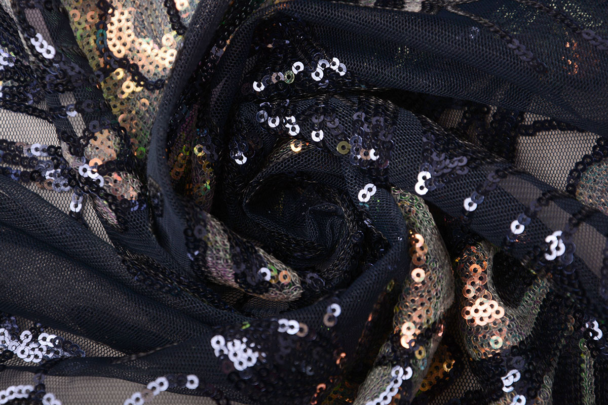 Sequins on Mesh Jamella Navy Blue