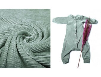 Baumwolle Trikot Cordstoff Breit Altgrün