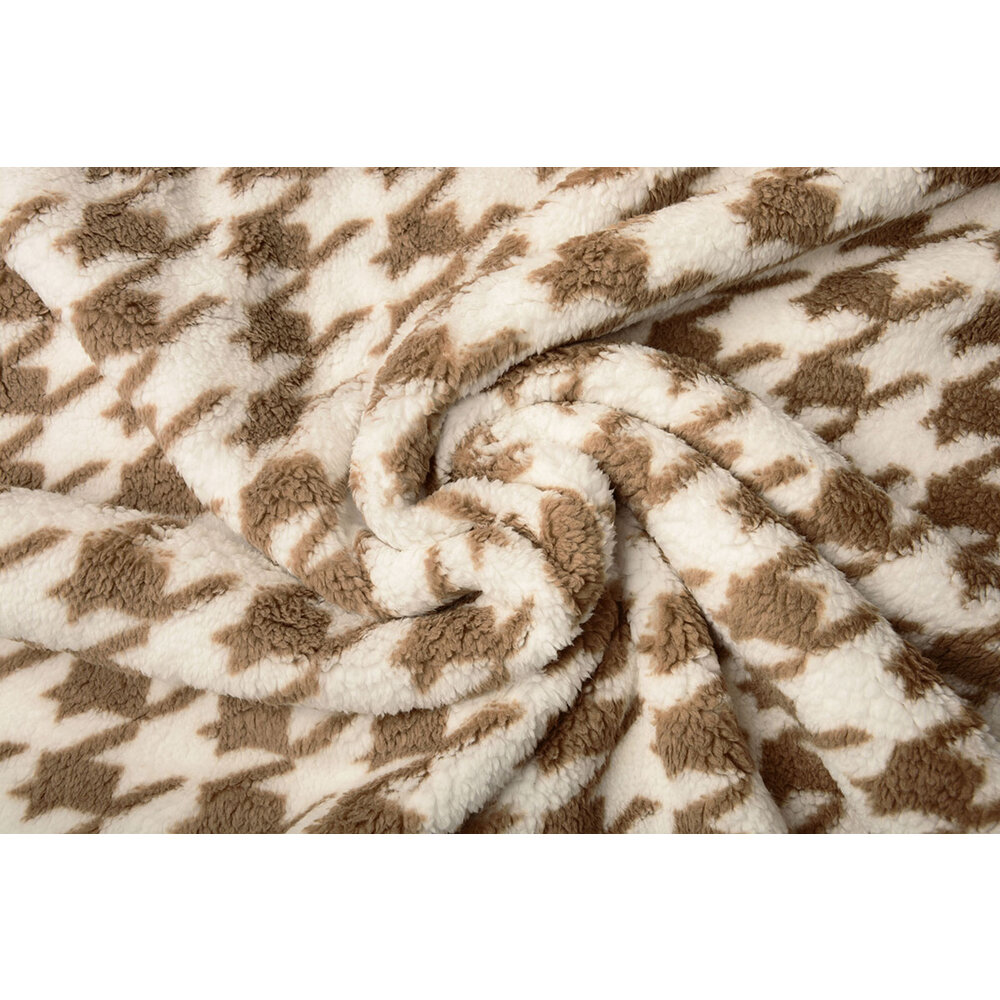 SNAAN Asciugamano Da Bagno Lussuoso 71x137 Cm - 100% Cotone 500g/m², Stampato Pied De Poule Beige