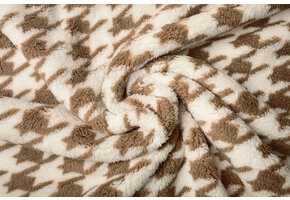 Curly Teddy  Pied de Poule Beige Brown