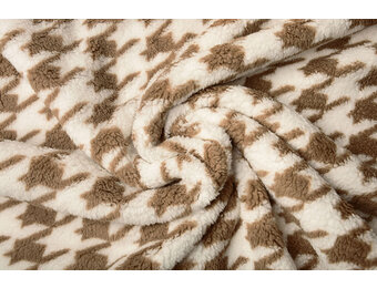 Curly Teddy  Pied de Poule Beige Brown