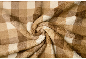 Curly Teddy Checkered Mocha Braun