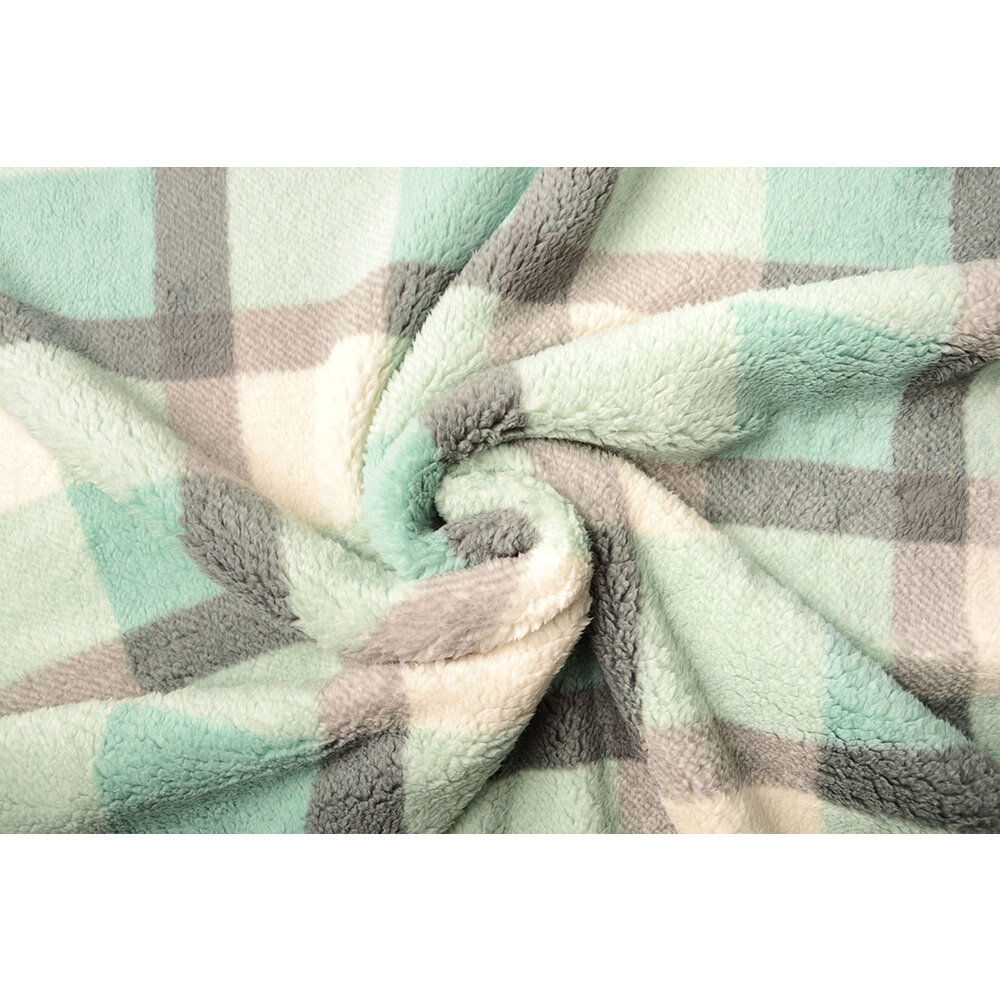Curly Teddy Large Checkered Mint Green - YES Fabrics