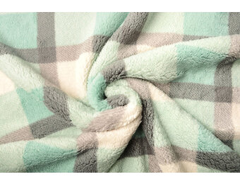 Teddystoff Große Karo Minzgrün