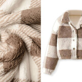 Teddystoff Große Karo Beige Taupe