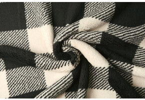 Curly Teddy Large Checkered Creme Black