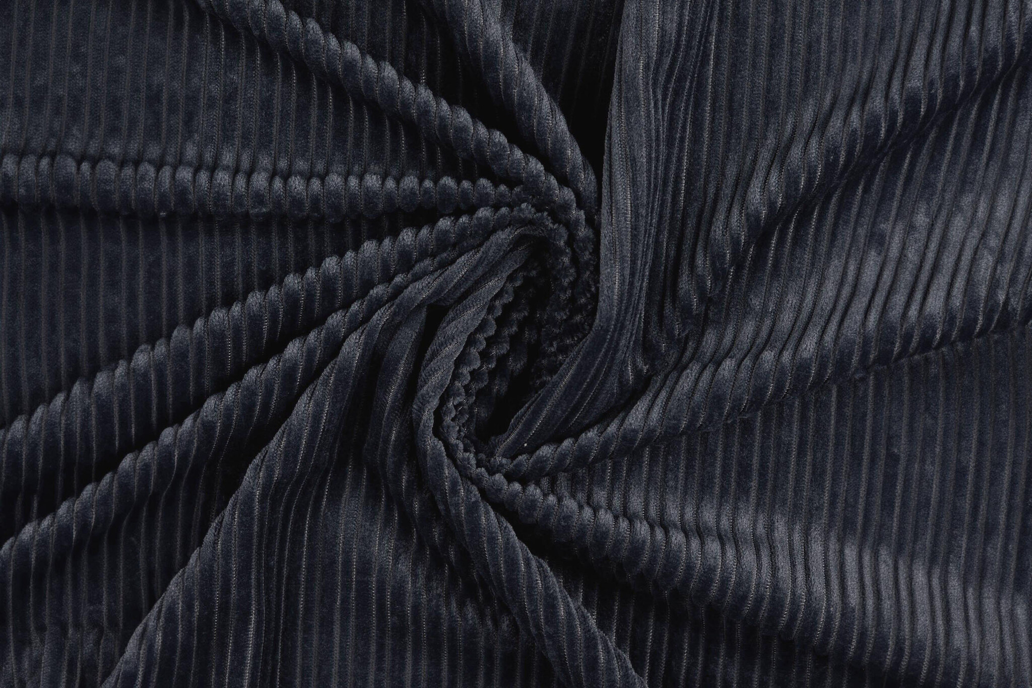Hoge en Lage Rib Stof Marine Blauw