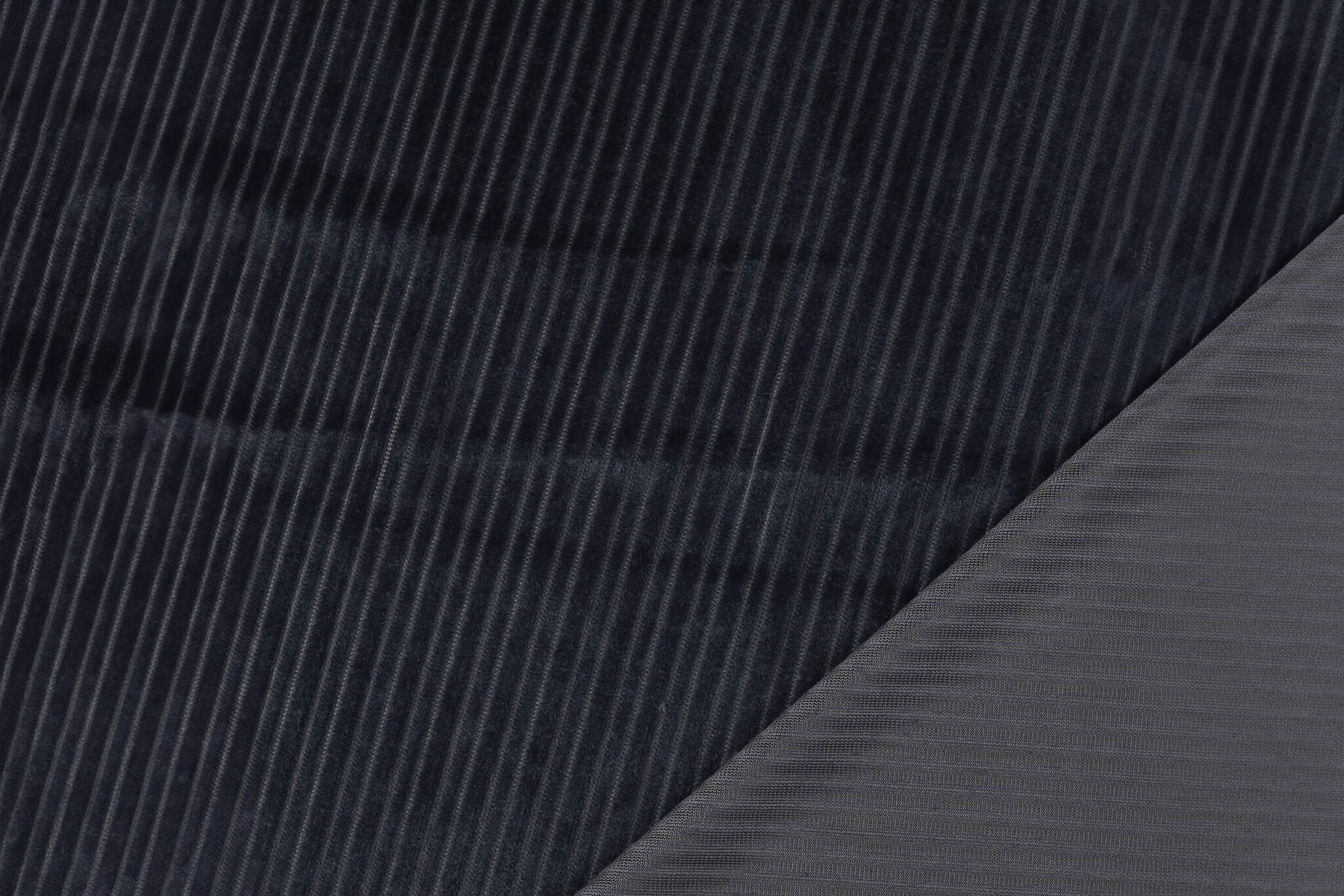 Hoge en Lage Rib Stof Marine Blauw