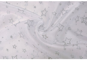 Luxe Organza Sterren Zilver Wit