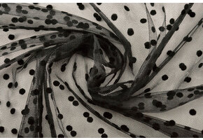 Fijne Tule Kleine Dots Zwart