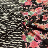 Scuba Crepe Printed Flores Black