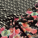 Scuba Crepe Bedrukt Flores Zwart