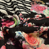 Scuba Crepe Printed Flores Black