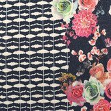 Scuba Crepe Printed Flores Navy Blue