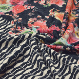 Scuba Crepe Bedruckt Flores Navy Blau