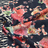 Scuba Crepe Printed Flores Navy Blue