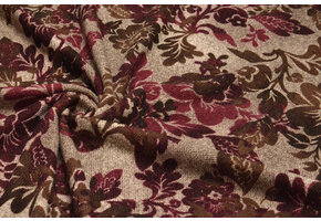 Winter Jersey Kwiaty Braun Weinrot