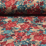 Winter Jersey Kwiaty Petrol Red