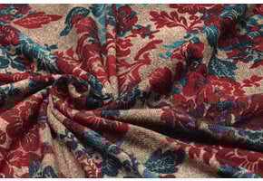 Winter Jersey Kwiaty Petrol Rood