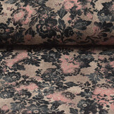 Winter Jersey Kwiaty Navy Pink