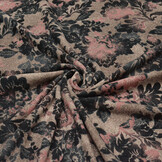 Winter Jersey Kwiaty Navy Pink